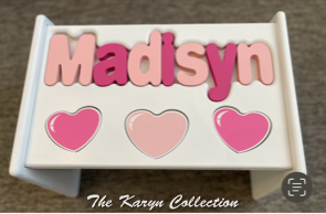 ..New!!  Madisyn’s heart puzzle stool in 2 shades of pink