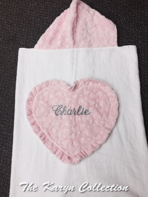 Charlie Pink Embossed Heart Toddler Towel